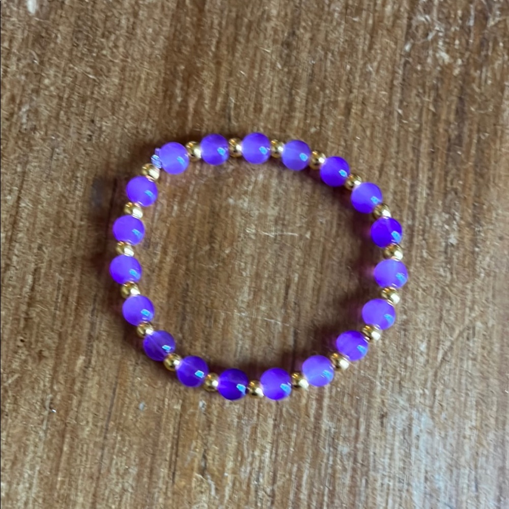 Purple and Gold Beaded Bracelet